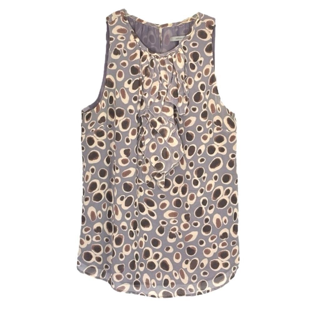 Classiques Entier | Women’s Lavender Brown Sheer Lined Sleeveless Silk Blouse L